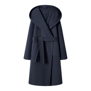 戛纳之夜ANRAN浴袍连帽大衣2025秋冬新款纯绵羊毛双面呢外套女