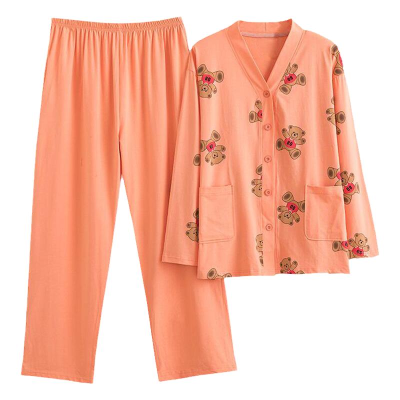 女针织棉卡通小熊睡衣家居服