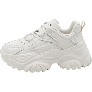 达芙妮厚底老爹鞋女款小白鞋增高2025新款秋冬白色加绒运动女鞋子