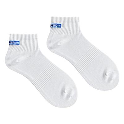 佐印男士纯棉中筒袜白色刺绣袜子