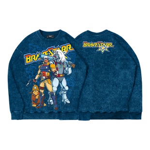 TEE7-经典复古布雷斯塔警长塞拉囧马年贺岁水洗做旧纯棉圆领卫衣