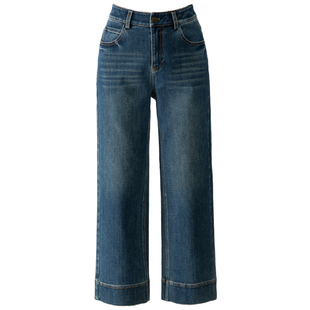 卷边直筒牛仔裤女2026新款春秋裤子九分裤高腰休闲翻边窄版阔腿裤