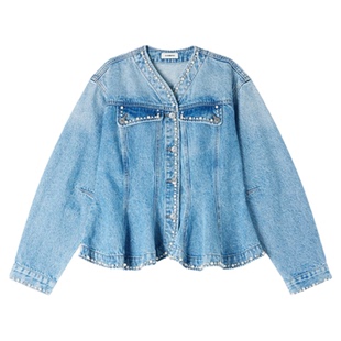 情人节礼物SANDRO新年系列2026春季新款女装法式棉质牛仔短外套