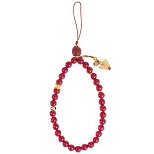 东来也蝴蝶辰砂手腕手机挂链挂饰新款手机挂件女精致串珠中国风原创设计吊坠手机挂绳手腕绳