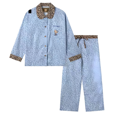 明星同款豹纹真丝睡衣KT猫礼盒装