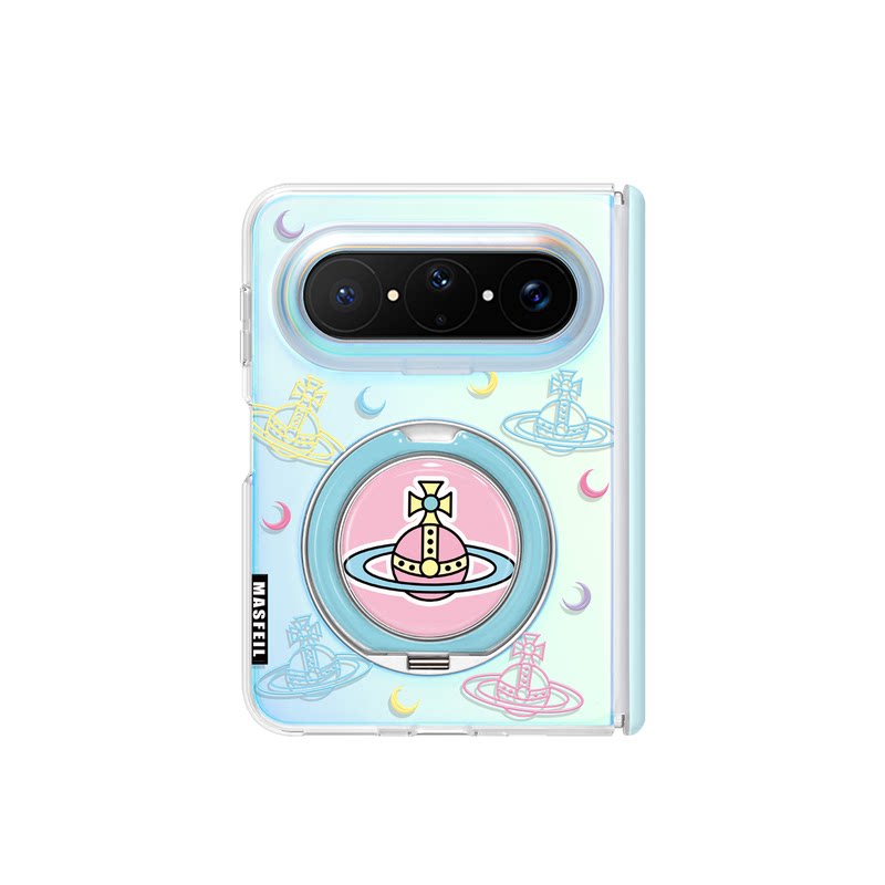 MASFEIL× 彩色土星适用华为PuraXMax手机壳带支架小折叠阔PURA典藏版HC全包高档保护套支点防摔女创意x2新款