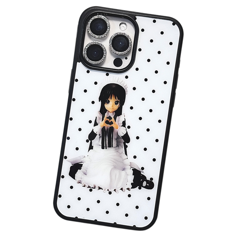波点日系二次元女仆爱心可爱古早少女少女适用iphone16promax亚克力壳苹果15plus131412姐妹手机壳