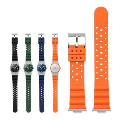 适用Tissot PRX表带弹力橡胶透气洞洞男款天梭超级玩家表带12mm