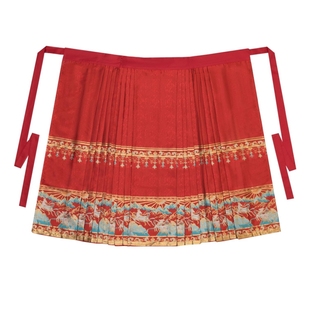 汉坊华原创汉服女明制灵鹿通勤马面裙仿妆花织金缎面春夏黑色红