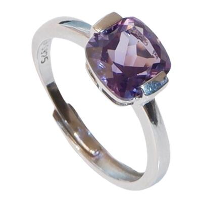 925纯银智慧石彩宝紫水晶戒指女