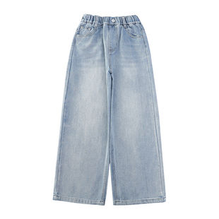 女童牛仔裤2025新款中大童韩版宽松牛仔长裤直筒儿童春夏秋气裤子