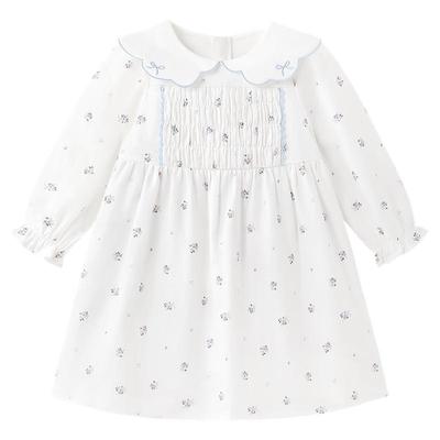 全棉时代儿童连衣裙女幼童梭织长袖碎花纯棉透气裙子秋冬新款裙子