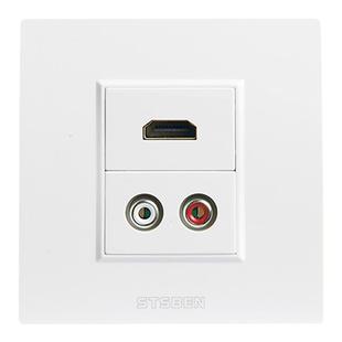 86型暗装多媒体4K视频高清hdmi带音频面板双孔AV莲花音频HDMI插座