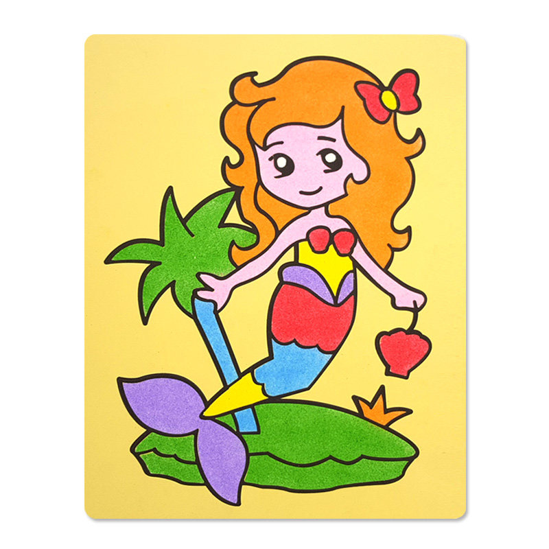 幼儿童手工沙画套装大号益智创意DIY制作20张卡通50张彩砂套装