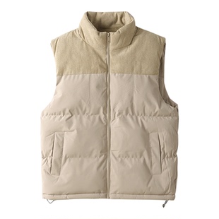 LUUD 日系复古灯芯绒拼接立领坎肩马甲棉衣男冬轻盈蓄热御寒外套