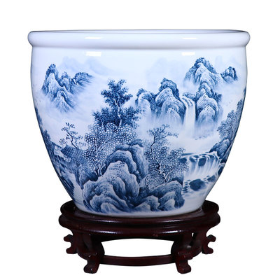 景德镇陶瓷花瓶画缸卷轴缸特大号