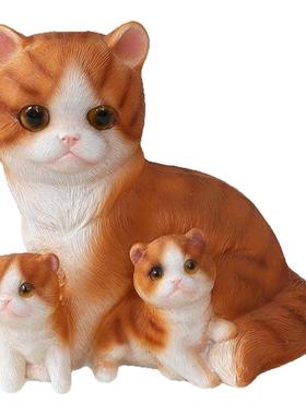 可爱母子猫摆件桌面花园办公室解压治愈系装饰品创意小猫咪送礼物