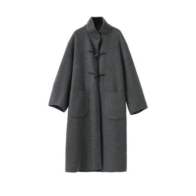 POPCHRIO立领牛角扣双面呢大衣