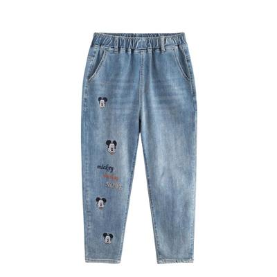 松紧高腰棉弹九分哈伦裤