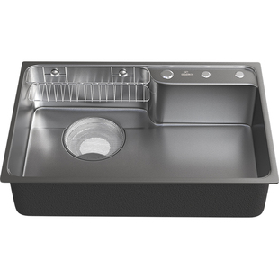 潜水艇厨房水槽304不锈钢纳米洗碗池隔渣槽滤渣洗菜盆日式大单槽