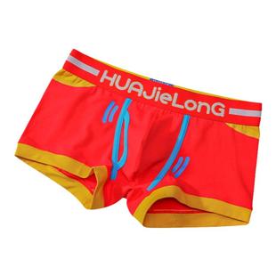 华杰龙男士内裤U凸设计国潮中腰大码平角裤个性潮流卡通打底短裤