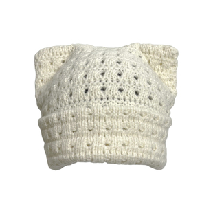 三环路甜美镂空猫耳包头帽纯色针织毛线帽小众时尚文艺猫耳包头帽