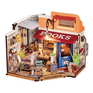 rolife若来DIY手工小屋转角书店艺术屋微缩小房子拼装模型积木女