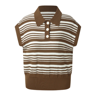 歌莉娅夏季POLO领T恤无袖毛衣女