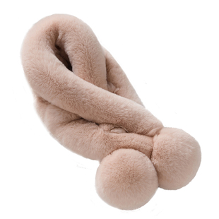 韩版新款软糯獭兔毛围巾女球球可爱冬季加厚保暖兔毛皮草围脖白色