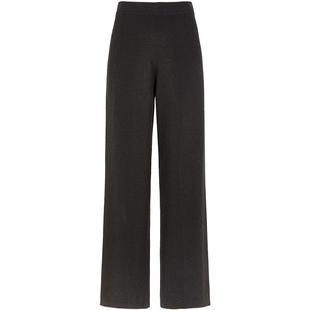 LESS春季黑色裤子女慵懒风松紧高腰舒垂感闲宽松直筒裤2O3E10920