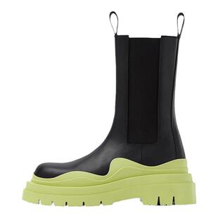 Hunnz春秋新款厚底切尔西靴女mona同款马丁靴中筒真皮短筒烟筒靴