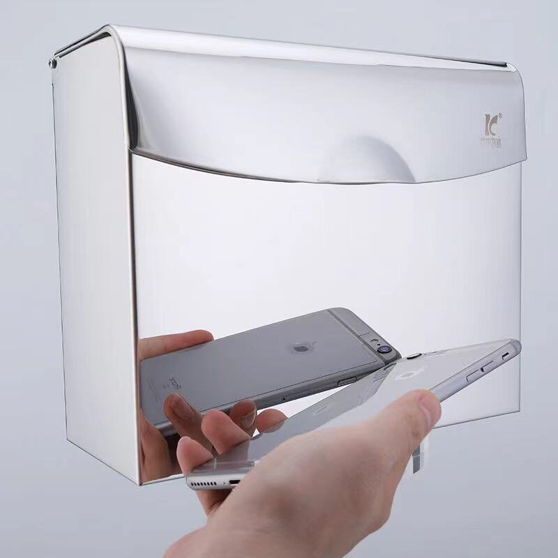 免打孔304不锈钢四方厕浴室纸盒工程纸巾盒卫生间厕所手纸盒公共