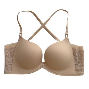 一排扣厚杯交叉美背前开扣小胸聚拢内衣无痕无钢圈大U背上托文胸