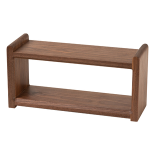 黑胡桃木杯架茶具咖啡杯子收纳架中古风双层实木书本厨房置物架