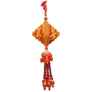 新款印花全珠绣平安福汽车挂件十字绣三面满珠子喜庆平安符车挂饰