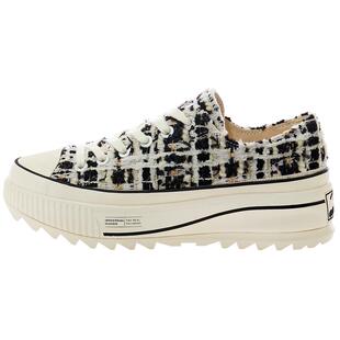 excelsior饼干鞋官方 新款黑色小香风帆布鞋女低帮增高厚底休闲鞋