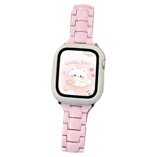 适用applewatch小蛮腰s11菱纹表带iwatch纯色三株树脂S10/9表带苹果手表8/76/se代保护壳套装41/45mm小众夏日