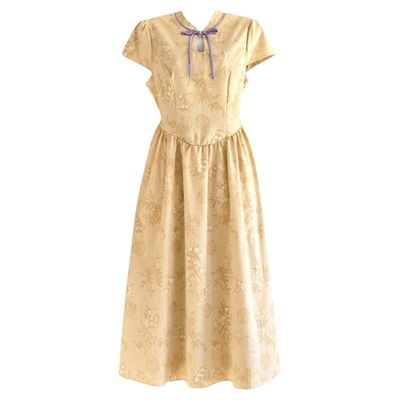 短袖国风新中式旗袍款连衣裙