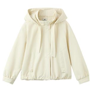 快鱼休闲简约短外套女2025年冬新款通勤百搭棉衣保暖连帽棉服上衣