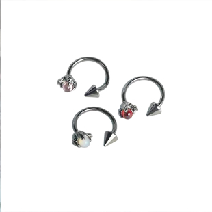 穿刺女孩 龙爪珠 防过敏有洞唇环唇钉辣妹马蹄环钛钢耳钉男女