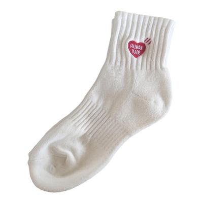 中筒小红心刺绣毛巾底棉袜