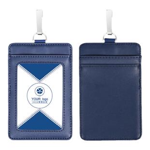 皮质工作证卡套带挂绳三卡位卡套高档双面工作牌透明横款校园门禁卡学生饭卡公交卡套工号胸牌证件套护套定制