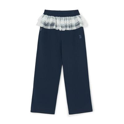 MLB官方KARINA同款女木耳边蕾丝阔腿休闲长裤26春新款PTB07/PTB05