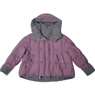 oo&vv双面可穿立领面包服女短款加厚保暖连帽外套冬季新款短外套