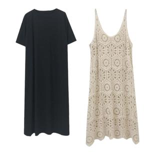 孕妇套装连衣裙夏季新款t恤裙中长吊带裙蕾丝休闲 小个子两件套