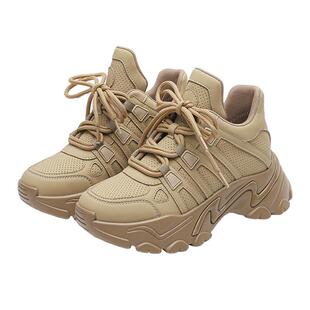 哈森秋季新款商场同款日常休闲厚底圆头绑带老爹鞋女HC236201