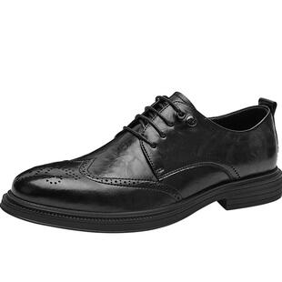 HLA/海澜之家男鞋父亲鞋春秋商务正装布洛克鞋结婚皮鞋尖头皮鞋
