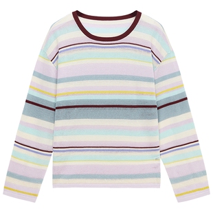 【新品】OCHIRLY欧时力 莱赛尔亚麻条纹针织衫宽松透气2026春季