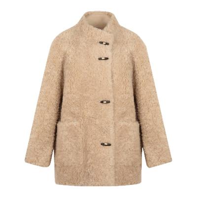 solighter 全羊毛圈圈毛皮毛一体外套女秋冬厚外套