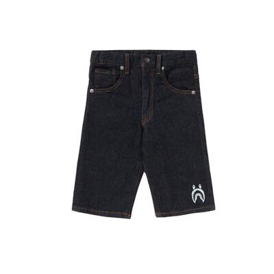 童装秋冬鲨鱼图案牛仔短裤